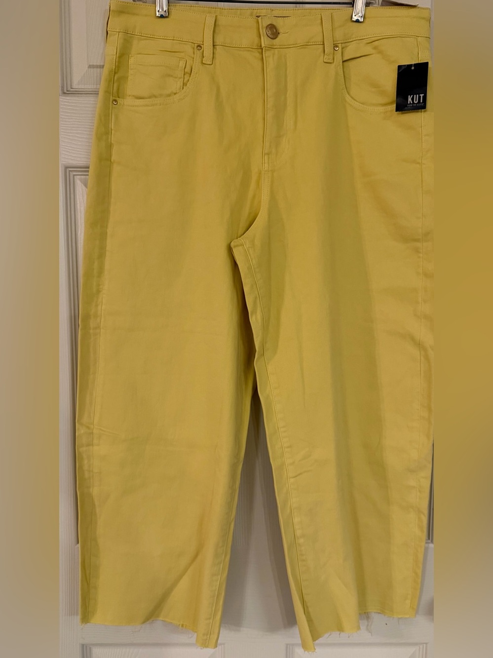 NEW KUT FROM THE KLOTH gwen high rise wide leg pants in daffodil Size 12